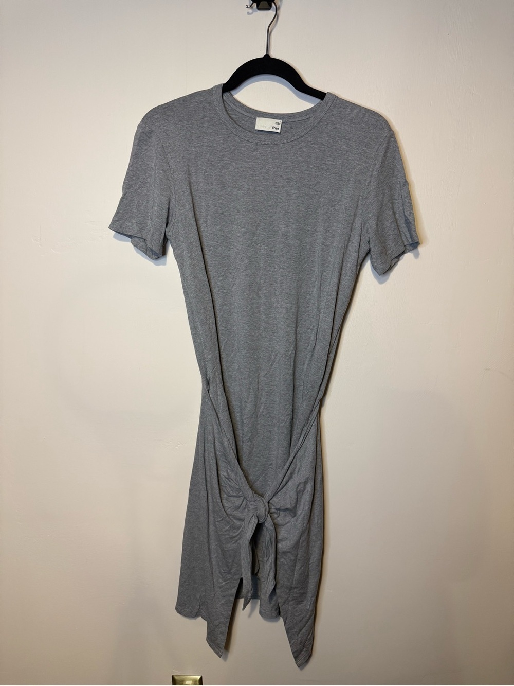 Wilfred Free Aritzia Bair Tie Front T-Shirt Dress Short Sleeve Stretch Gray Sz S